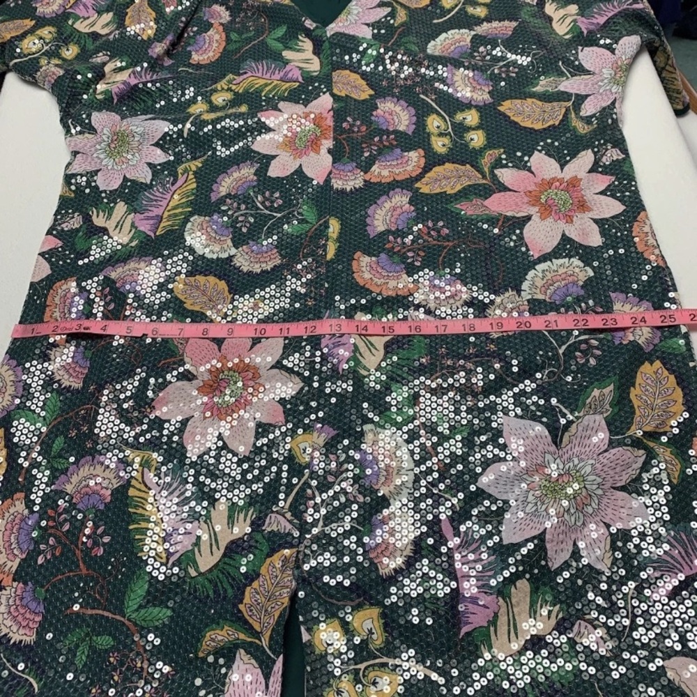 Eloquii green floral Sequin Vneck Kaftan dress Sz 14-16 - Picture 11 of 16